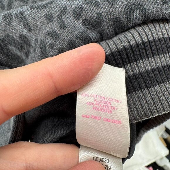 Victoria’s Secret PINK Leopard Varsity Jacket M Gray Black Rhinestone LOVE PINK - Picture 4 of 7